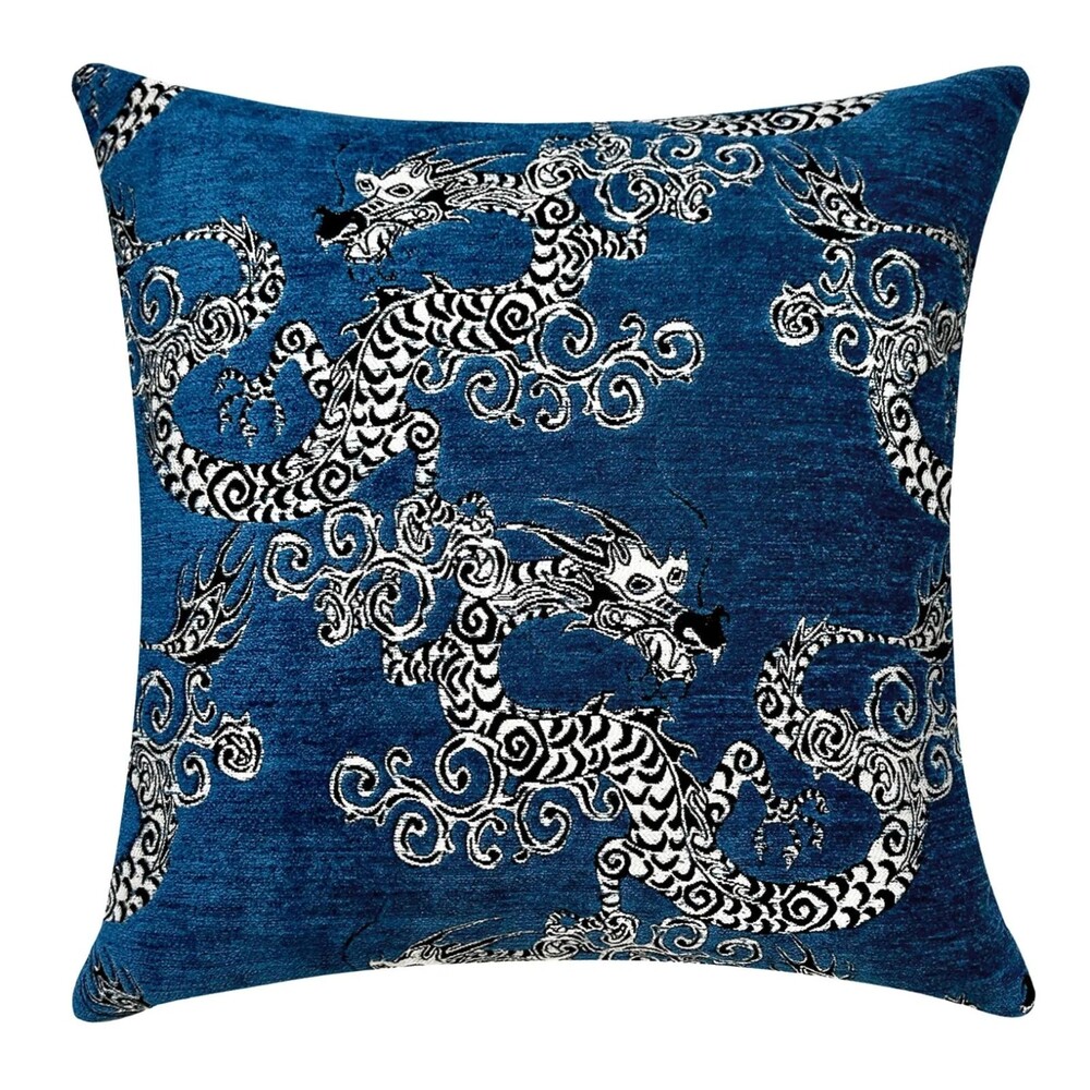 New Sherry Kline Dragonette Pillow Cover Sapphire 22" Square MSRP $130